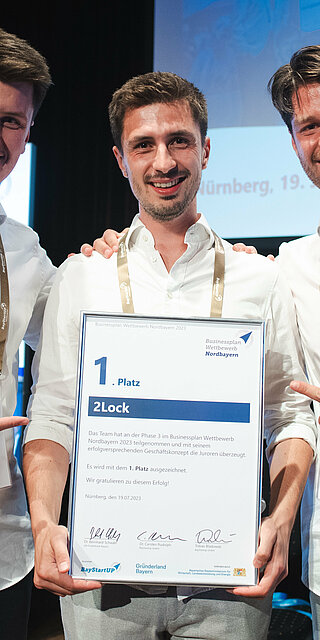 Simon Bäuml, Benedikt Bäuml und Martin Scherl (v.l.) sind die Gründer von 2Lock. Foto: Andreas Gebert