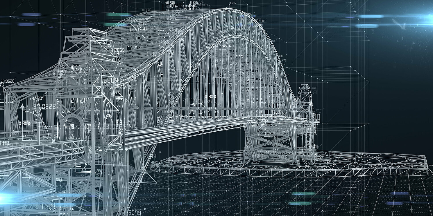 Civil engineer structural architect analysis bridge design engineering - 3D Illustration Rendering