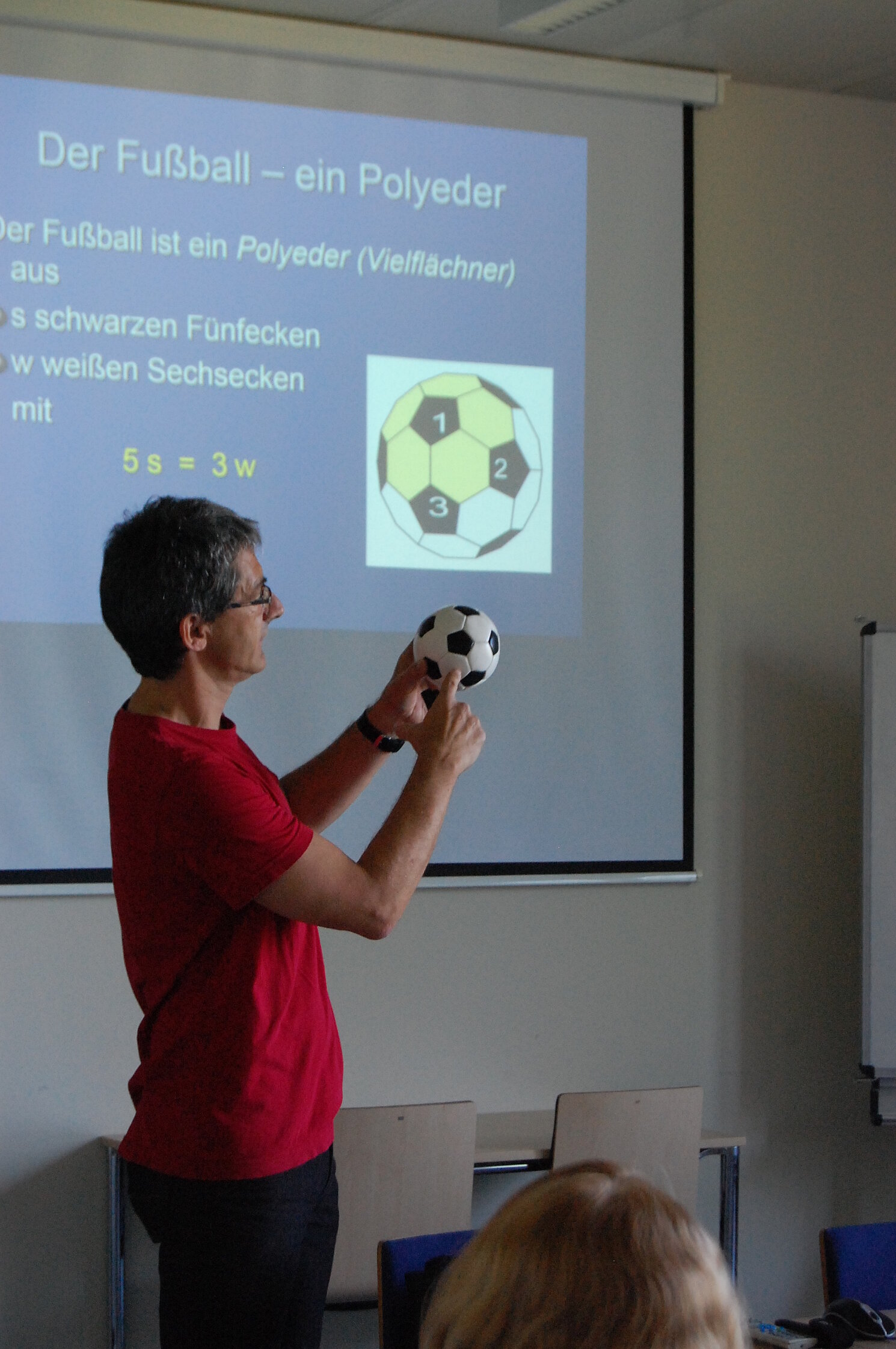Prof. Dr. Rainer Löschel zeigte „die Geometrie, die im Fußball steckt“. Foto: Barbara Uhl, Fakultät IM