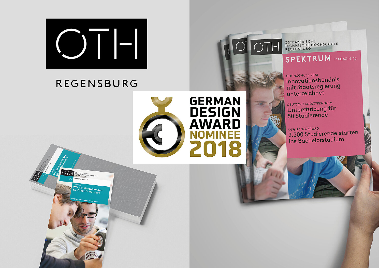Das Corporate Design der OTH Regensburg ist für den German Design Award 2018 nominiert.