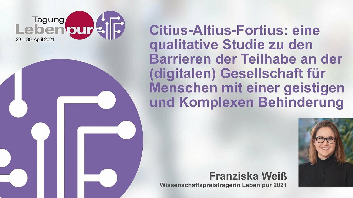Franziska Weiß, Absolventin der Fakultät Angewandte Sozial- und Gesundheitswissenschaften der OTH Regensburg, wurde für ihre Masterarbeit mit dem Wissenschaftspreis der Stiftung Leben pur gewürdigt.
