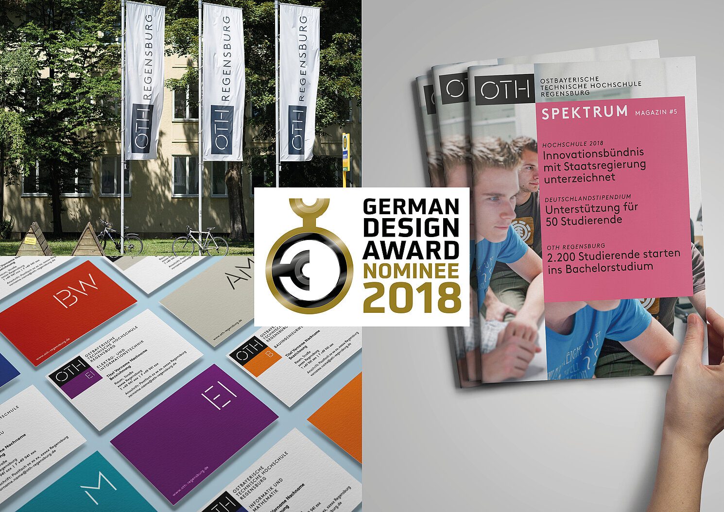 Das Corporate Design der OTH Regensburg ist für den German Design Award 2018 nominiert.