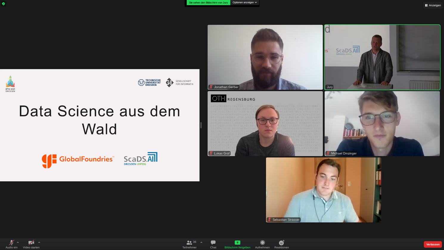 Die Sieger der Data Science Challenge: Das Team von "Data Science aus dem Wald".