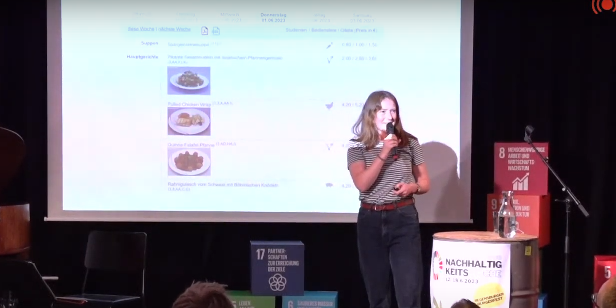 Laila Zink stellte ihre Bachelorarbeit im Rahmen der Regensburger Nachhaltigkeitswoche beim Science Slam vor. Foto: Screenshot