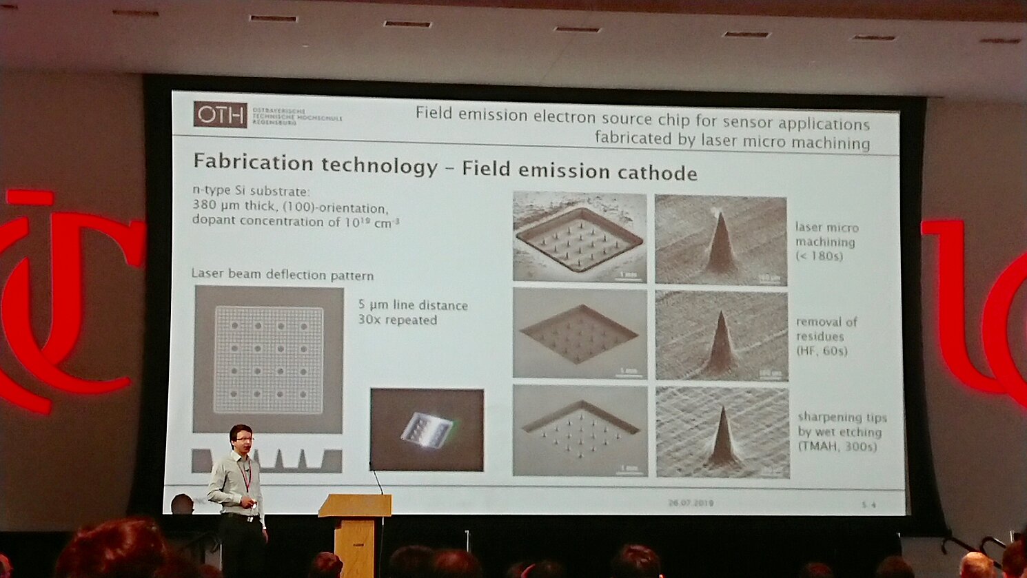 Christoph Langer, Doktorand der OTH Regensburg, bei seinem Vortrag auf der IVNC 2019 in Cincinnati, USA, mit dem er den SGS-Award erhielt.