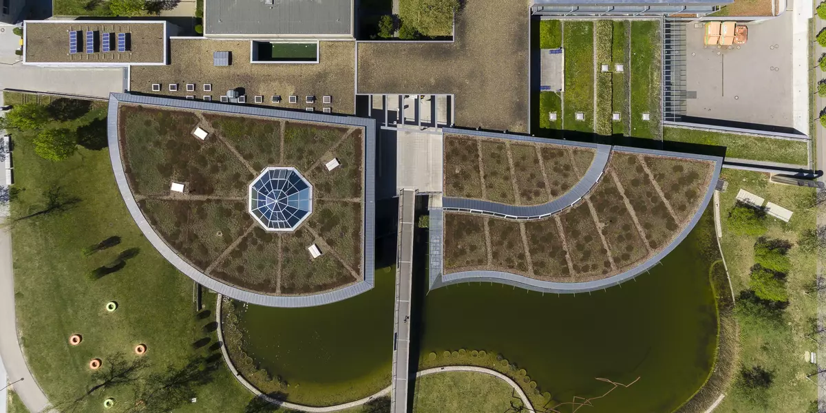 Blick auf den Campus aus der Luft