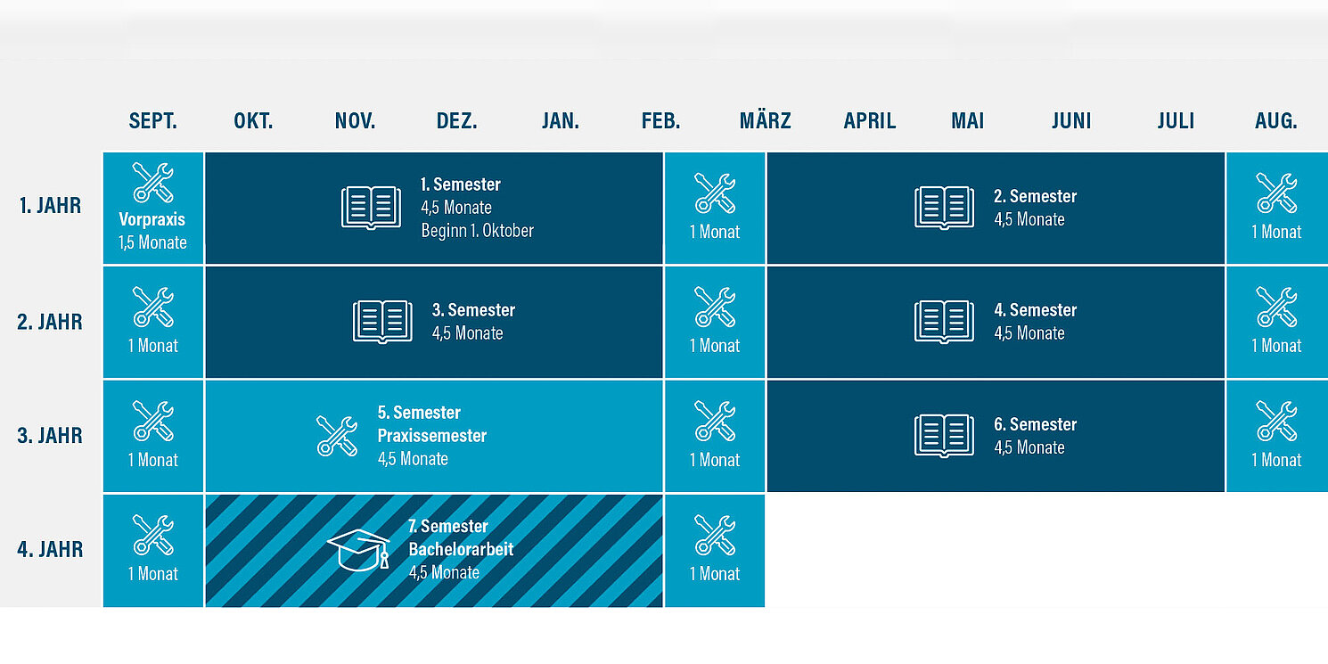 course of study: academic study with intensive in-company training (Bachelor) - graphic: hochschule dual