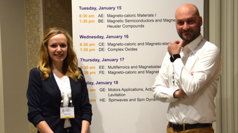 Nina Prem und Dirk Sindersberger vom Mechatronics Research Unit (MRU) der OTH Regensburg auf der MMM-Intermag Conference in Washington, USA. Foto: Dirk Sindersberger (Selbstauslöser)