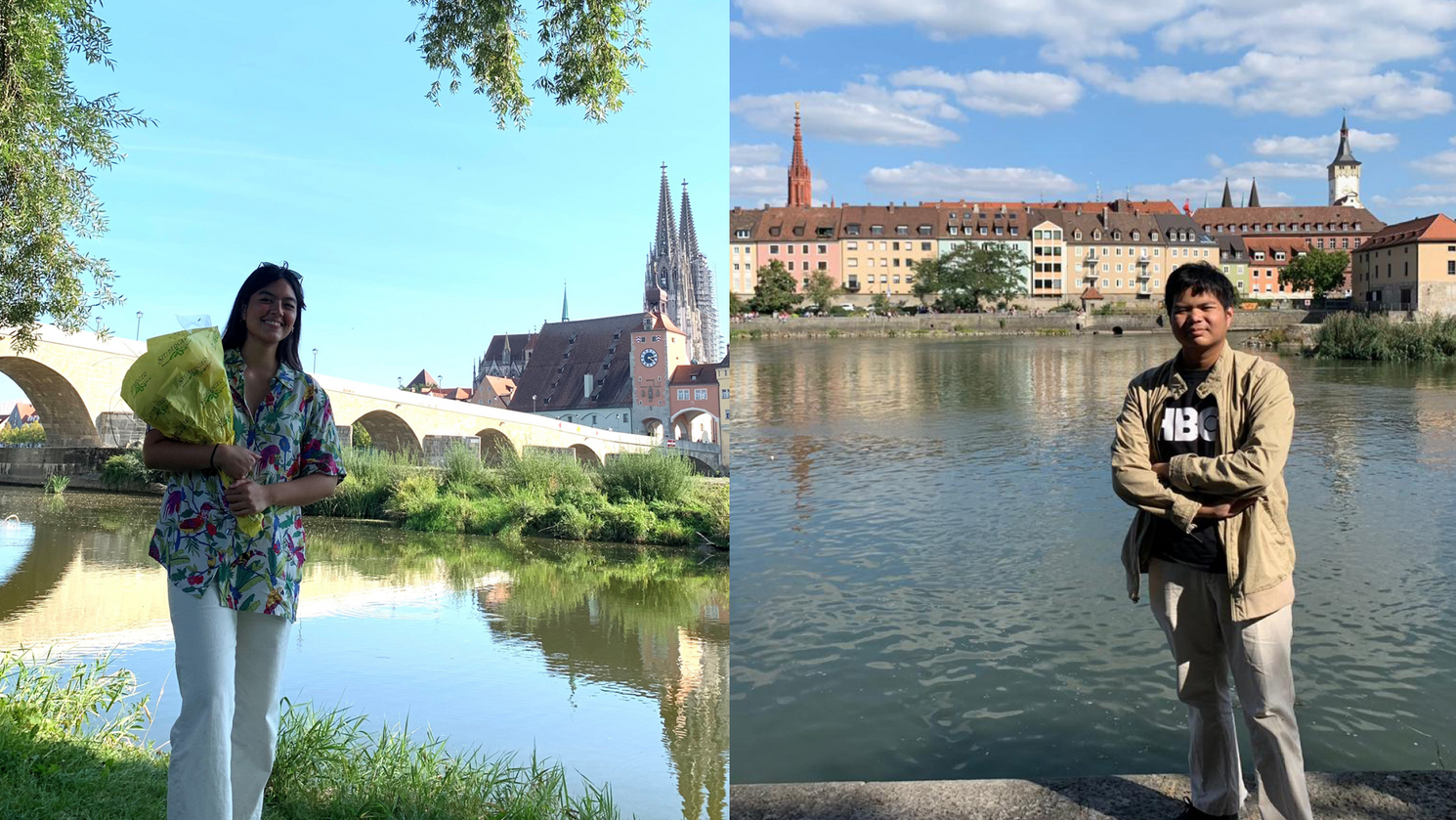 Anjanette Louise Ondang (links) und Yohanes Paulus (rechts), zwei der drei indonesischen Austauschstudierenden von der IULI, bei ihrem Studien- und Praktikumsaufenthalt im Wintersemester 2019/2020 und Sommersemester 2020 in Regensburg.