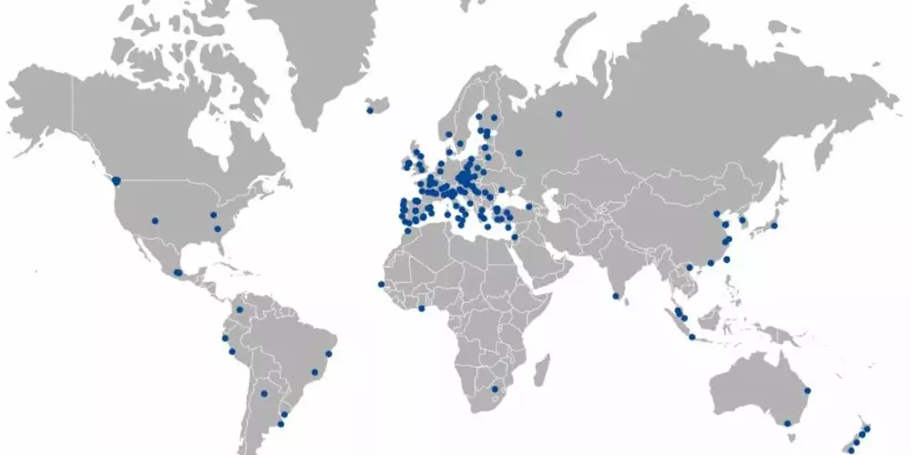 Weltkarte mit Partnerhochschulen