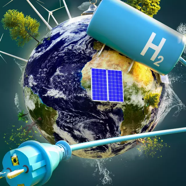 Erdkugel mit Wasserstoffversorgung