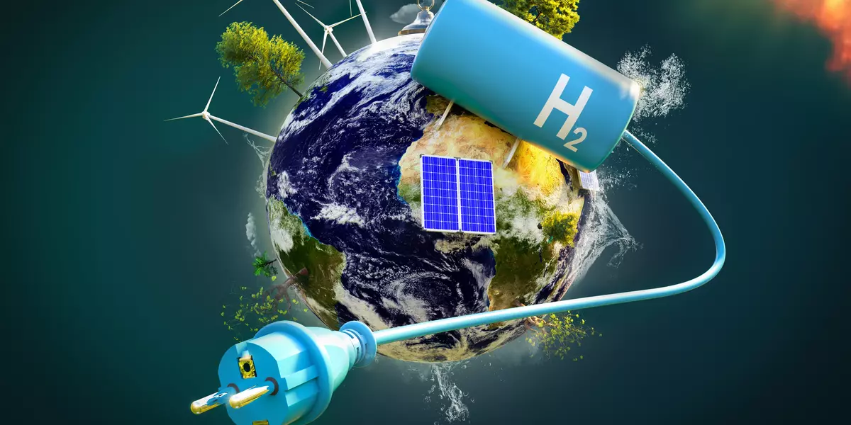 Erdkugel mit Wasserstoffversorgung