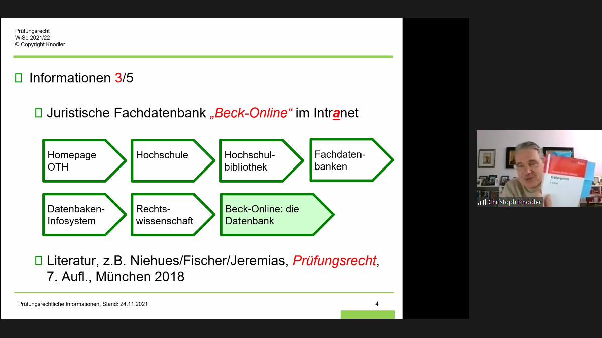 Prof. Dr. Christoph Knödler vermittelte Aspekte des Prüfungsrechts anhand konkreter Beispiele aus der Praxis.