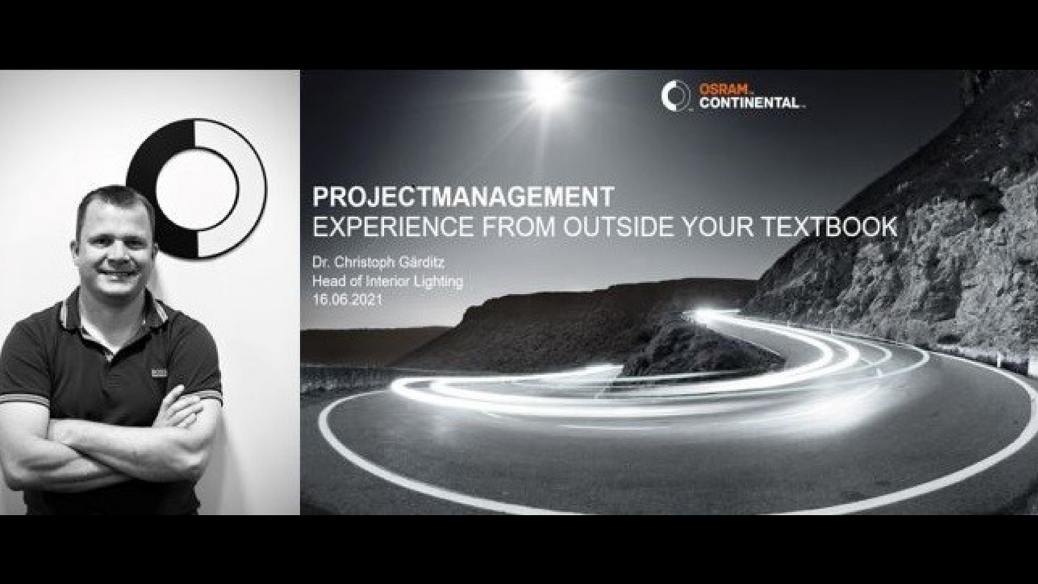 Dr. Christoph Gärditz, Head of Interior Lighting & Services bei der OSRAM Continental GmbH, gab den Studierenden der Fakultät Betriebswirtschaft bei seinem virtuellen Gastvortrag spannende Einblicke in das Projektmanagement von OSRAM Continental.