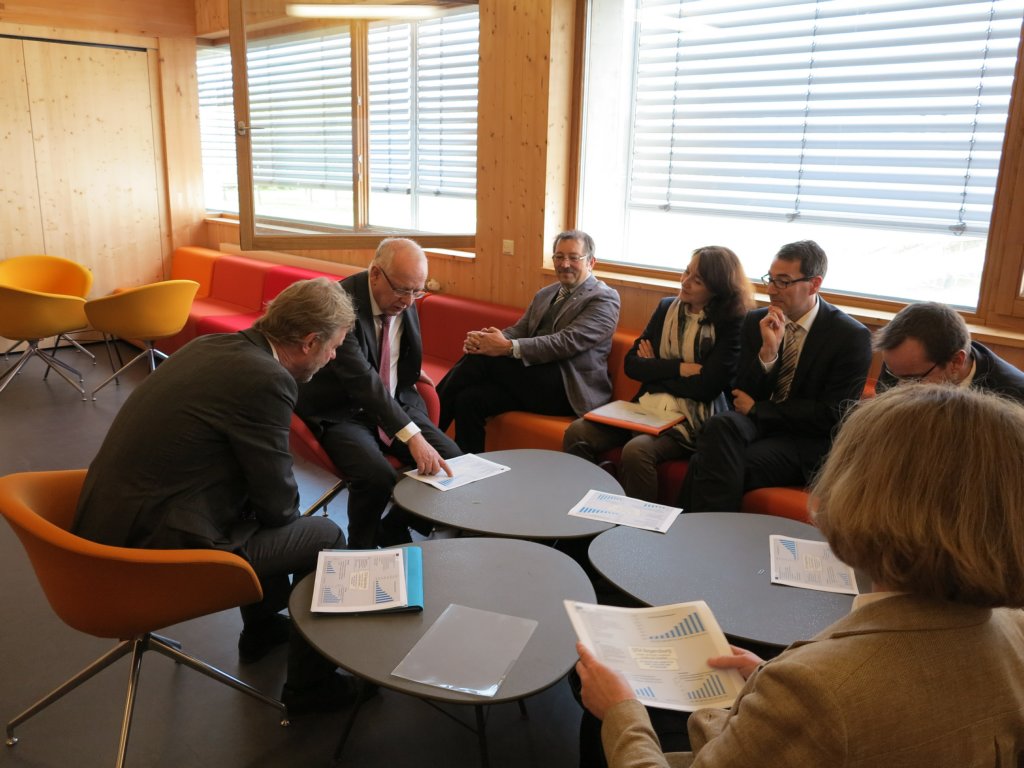 Im Gespräch mit der Hochschulleitung wurden zentrale Entwicklungsthemen diskutiert.