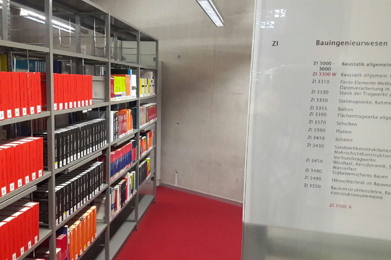 Die neue Abteilung mit Literatur zu Bauingenieurwesen in der Bibliothek am Standort Seybothstraße