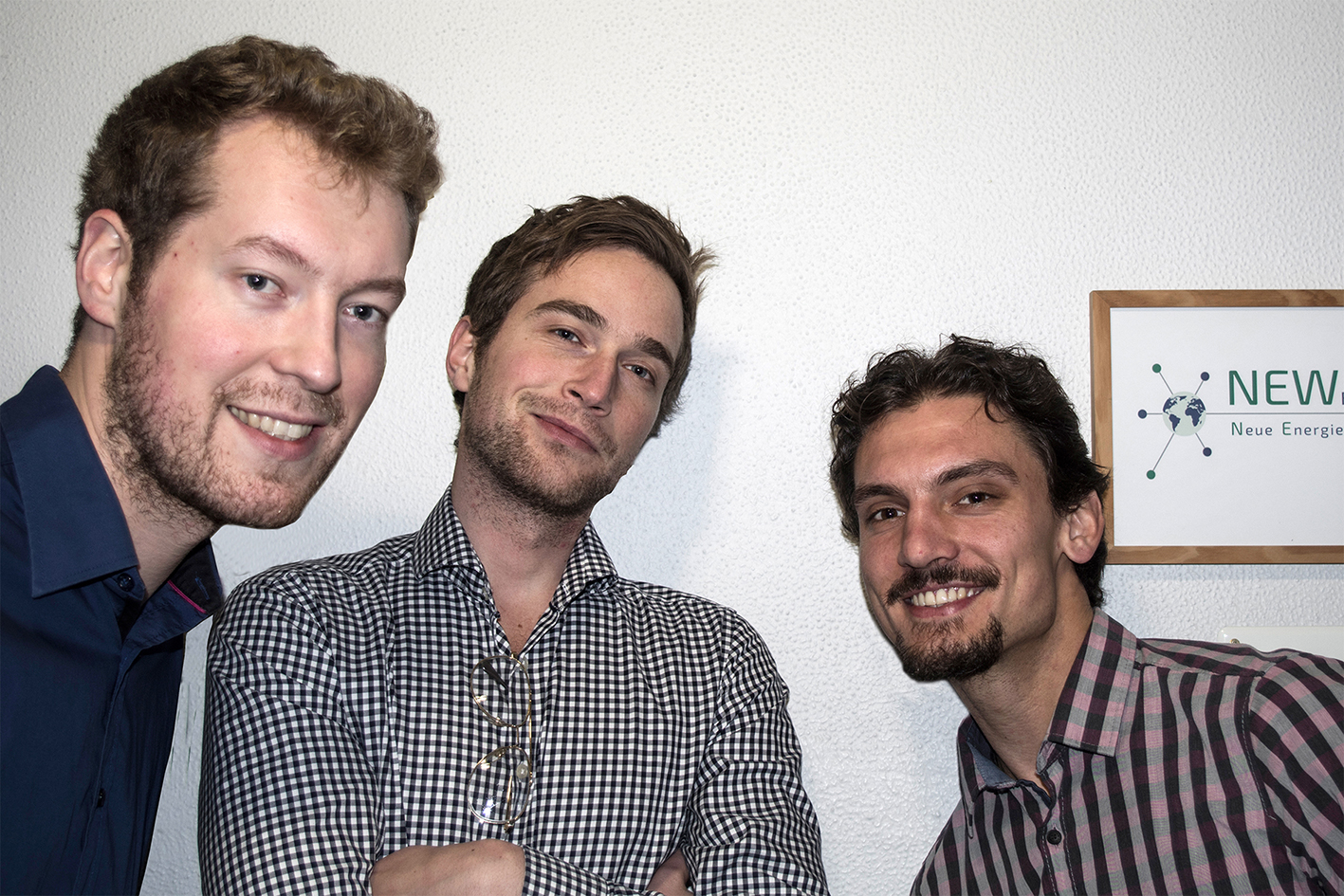 Die Gründer Benedikt Krüger, Jonas Groschke und Christoph Sauerer (von links) wollen ihr Geld mit sozial engagierten Energieprojekten verdienen. Foto: NEW Engineering