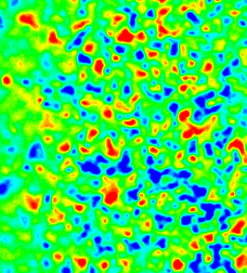 Magnetische Relaxation innerhalb eines MAPs. Abgebildet ist ein magnetoaktives Polymer mit hartmagnetischen (NdBFe-)Partikeln einige Stunden nach der Magnetisierung. Die Auswirkungen der Eigenrotation der magnetisierten Partikel auf die Ebene der geringsten Energie sind hier deutlich erkennbar.
