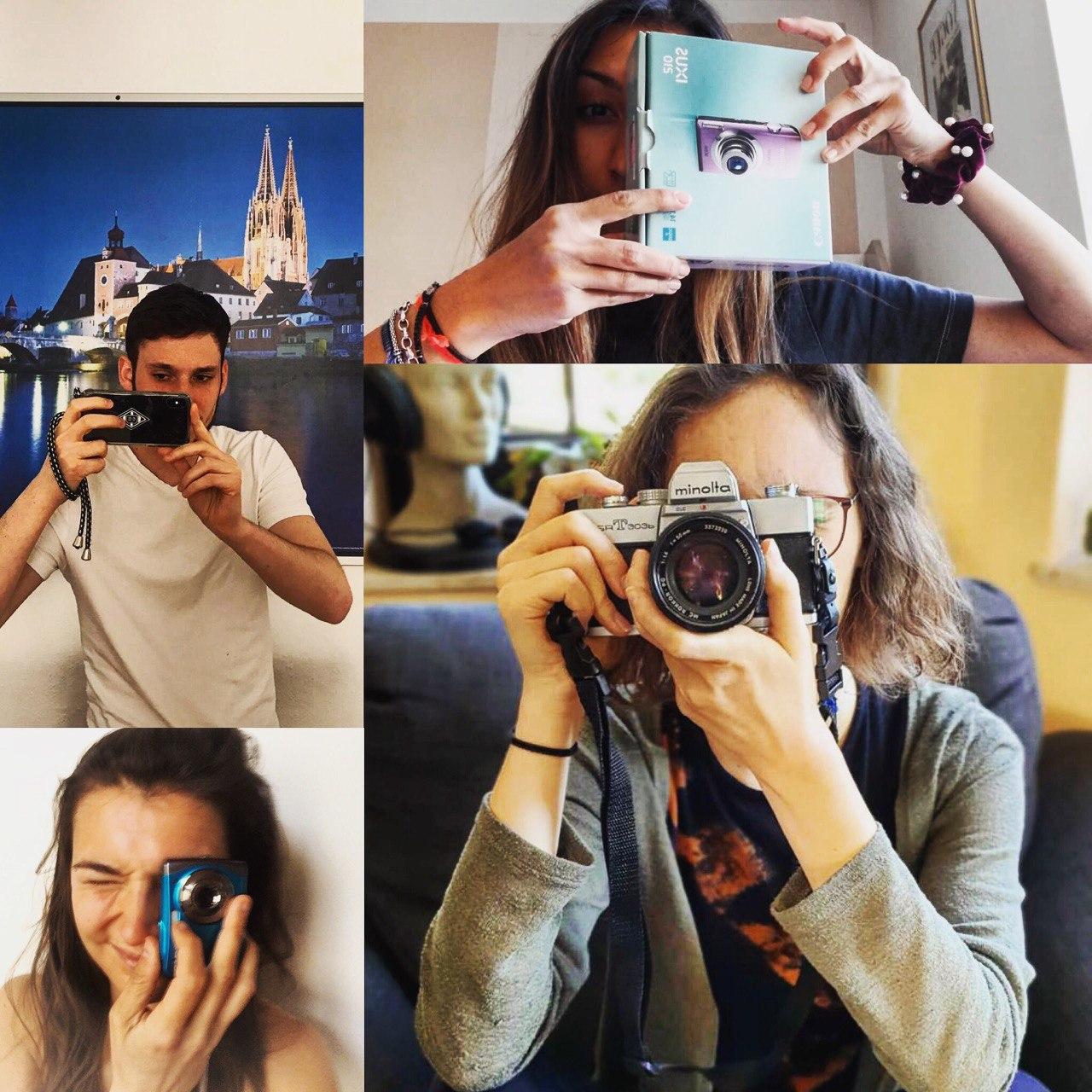 Das Tutorinnen- und Tutorenteam Solveig Barth, Katja Maier, Nicol Mayr und Tom Schroers von der OTH Regensburg kündigte mit dieser Collage den Fotowettbewerb auf Instagram an. / The tutor team announced with this collage the Instagram photo competition.