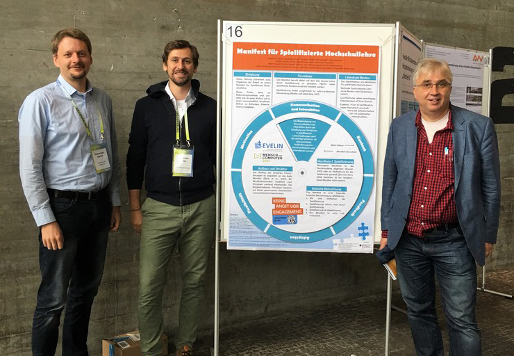 Alexander Bartel (HS Kempten), Alexander Soska (OTH Regensburg) und Prof. Dr. Jürgen Mottok (OTH Regensburg) brachten einen Diskurs zur Spielifizierung in der Hochschullehre auf den Weg. Foto: OTH Regensburg